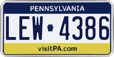 PA license plate LEW4386