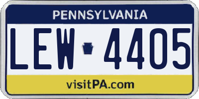 PA license plate LEW4405
