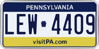 PA license plate LEW4409