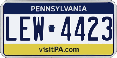 PA license plate LEW4423