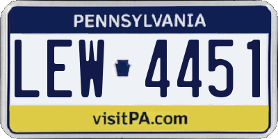 PA license plate LEW4451