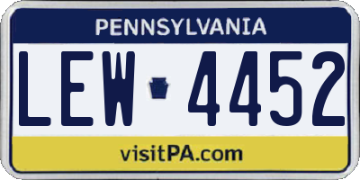 PA license plate LEW4452
