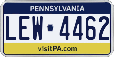 PA license plate LEW4462