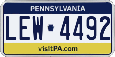 PA license plate LEW4492