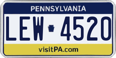 PA license plate LEW4520