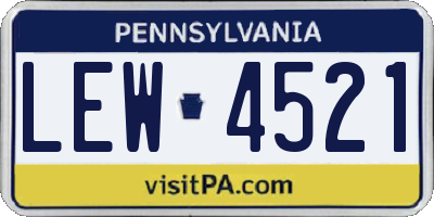 PA license plate LEW4521