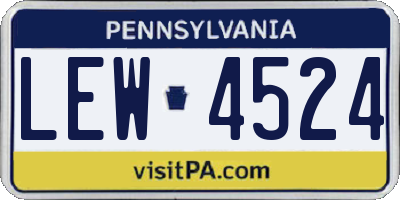 PA license plate LEW4524