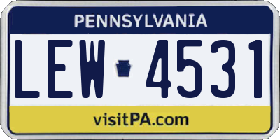 PA license plate LEW4531