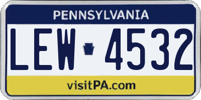 PA license plate LEW4532