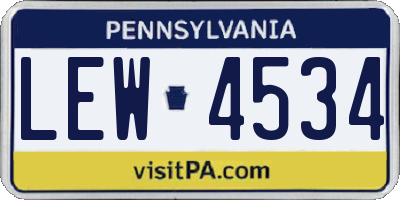 PA license plate LEW4534