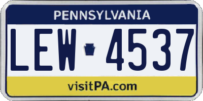 PA license plate LEW4537