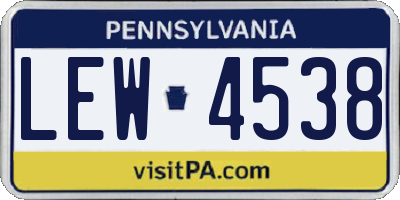 PA license plate LEW4538