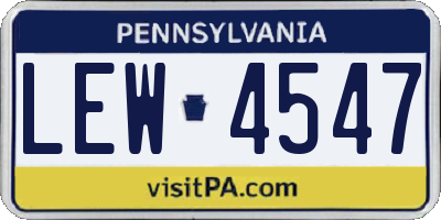 PA license plate LEW4547