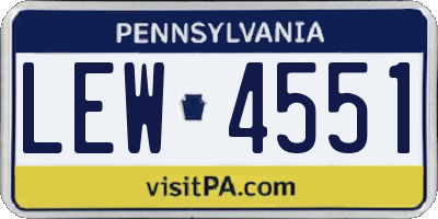 PA license plate LEW4551