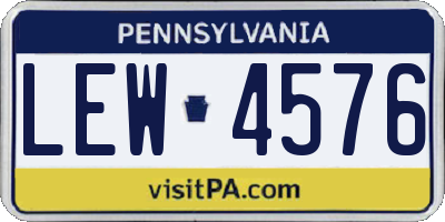 PA license plate LEW4576