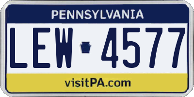 PA license plate LEW4577