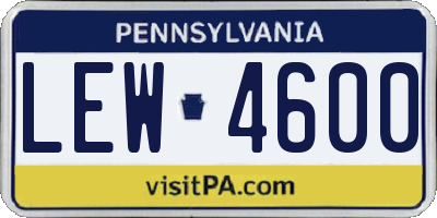 PA license plate LEW4600