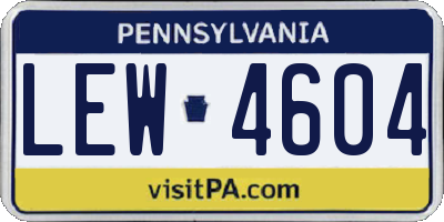 PA license plate LEW4604