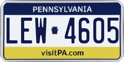 PA license plate LEW4605