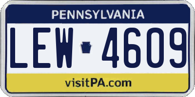 PA license plate LEW4609