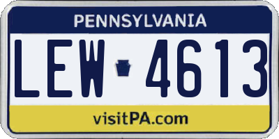 PA license plate LEW4613
