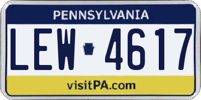 PA license plate LEW4617