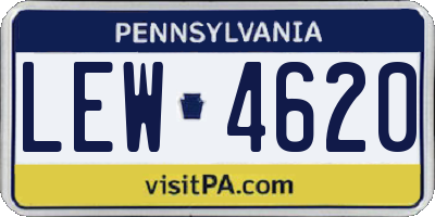 PA license plate LEW4620