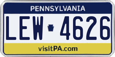 PA license plate LEW4626