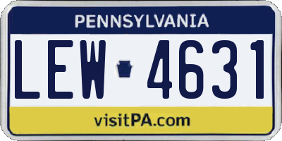 PA license plate LEW4631