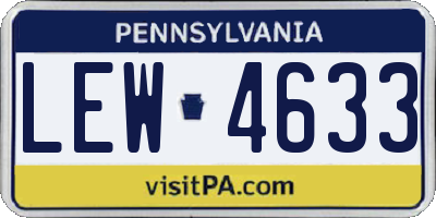 PA license plate LEW4633