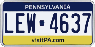 PA license plate LEW4637