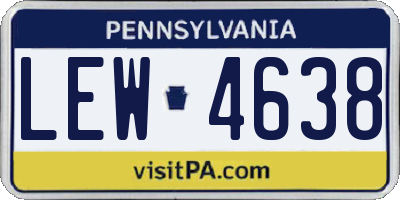 PA license plate LEW4638