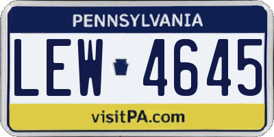 PA license plate LEW4645