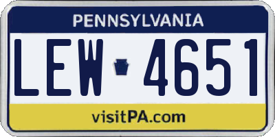 PA license plate LEW4651