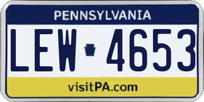 PA license plate LEW4653