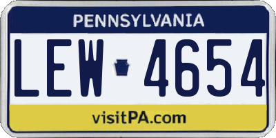 PA license plate LEW4654