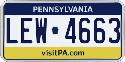 PA license plate LEW4663