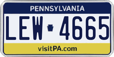 PA license plate LEW4665