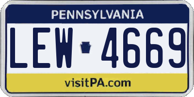 PA license plate LEW4669