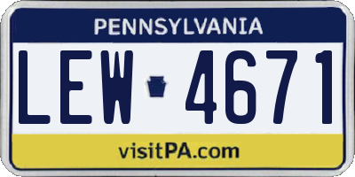 PA license plate LEW4671