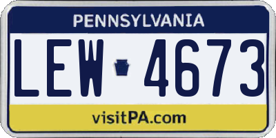 PA license plate LEW4673