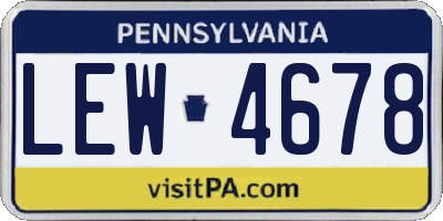 PA license plate LEW4678