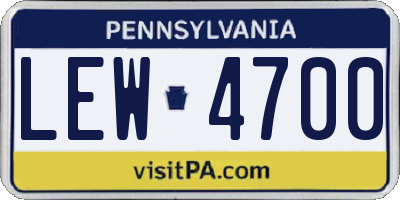 PA license plate LEW4700