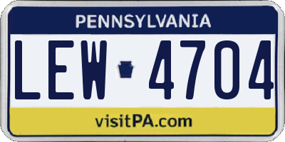 PA license plate LEW4704