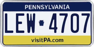 PA license plate LEW4707