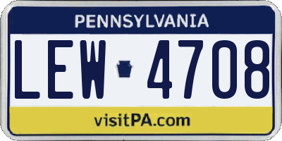 PA license plate LEW4708