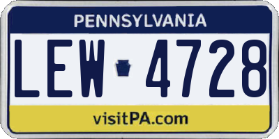 PA license plate LEW4728