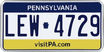 PA license plate LEW4729
