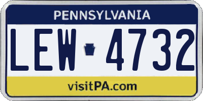 PA license plate LEW4732