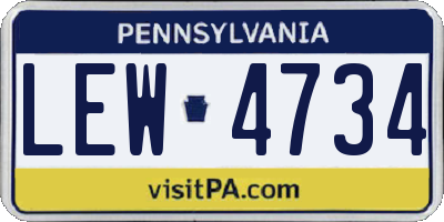 PA license plate LEW4734
